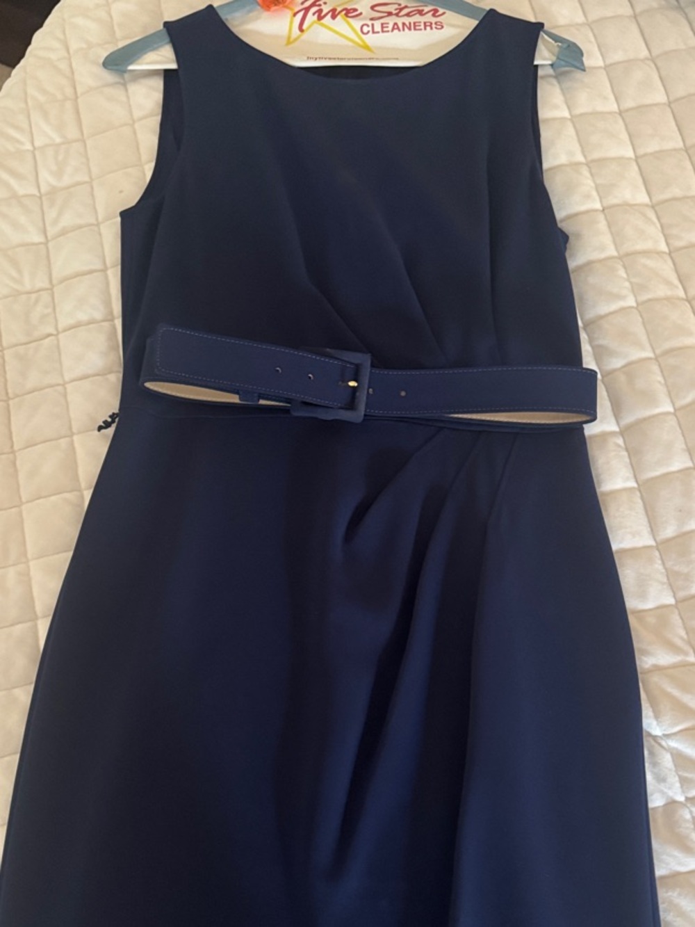 St. John Classic Navy Sheath Dress with Belt
